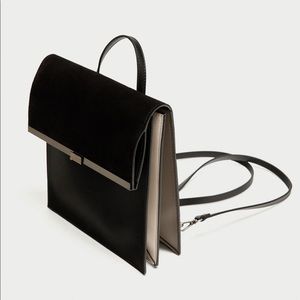 Zara Black Faux Leather Backpack w/ Secret Pocket